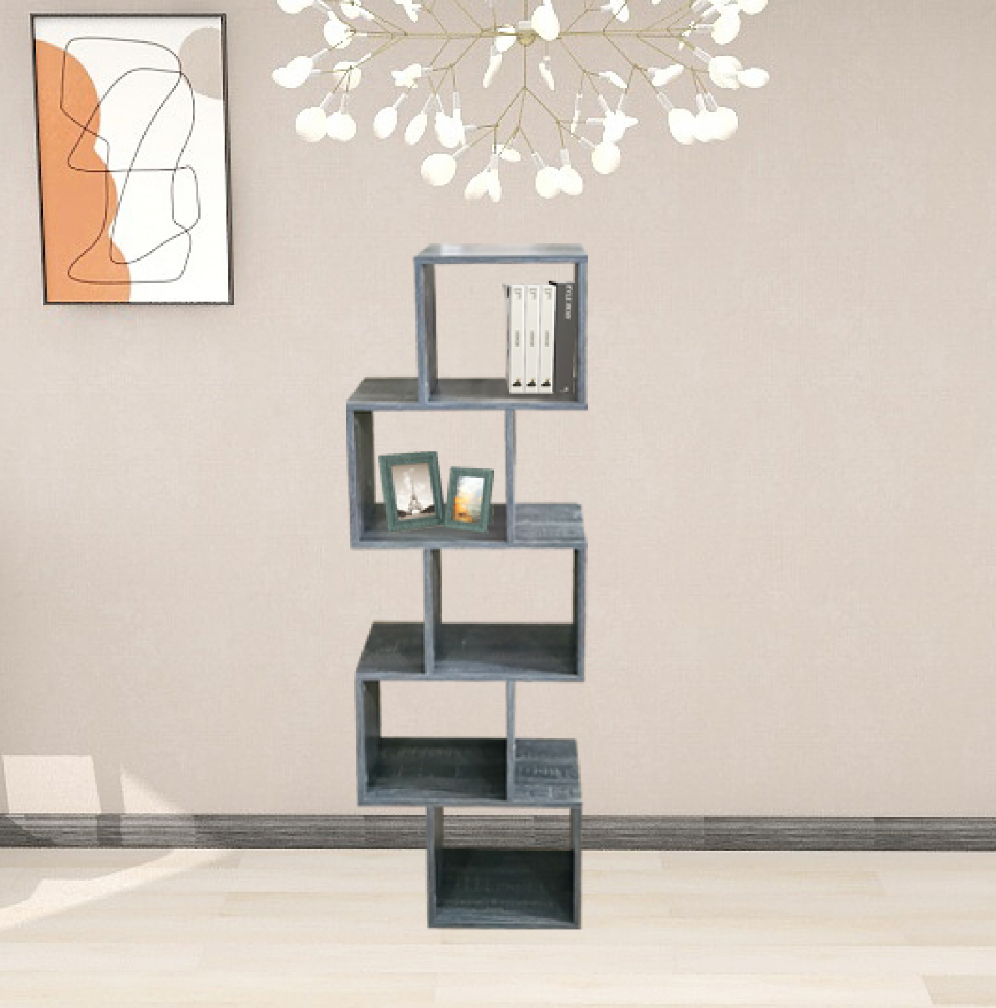 Vakkenkast boekenkast Yoep - gestapeld kubus - grijskleurig - alternatieve afbeelding