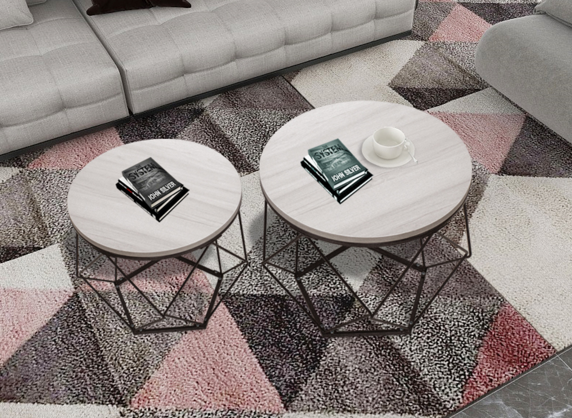 Bijzettafeltje industrieel vintage stijl - salontafels - set van 2 - alternatieve afbeelding