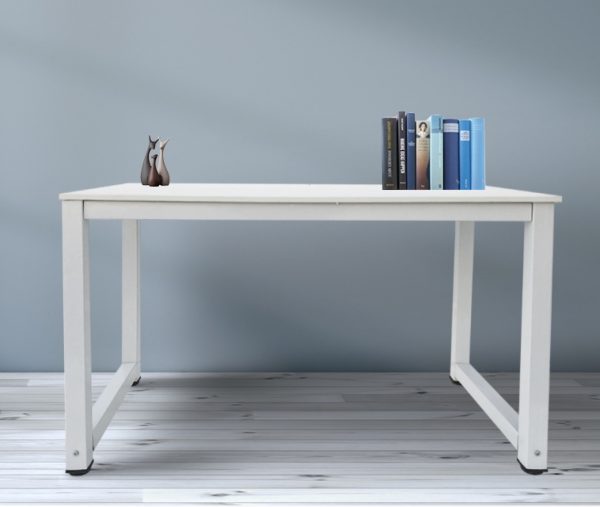 Bureau - computertafel - keukentafel - metaal hout - 120 cm x 60 cm - wit - Meubel Plein