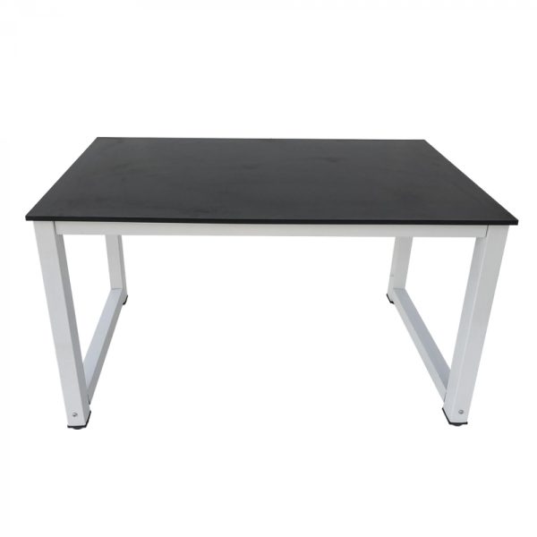 Bureau computertafel - keukentafel - metaal hout - 120 cm x 60 cm - wit met zwart tafelblad - Meubel Plein