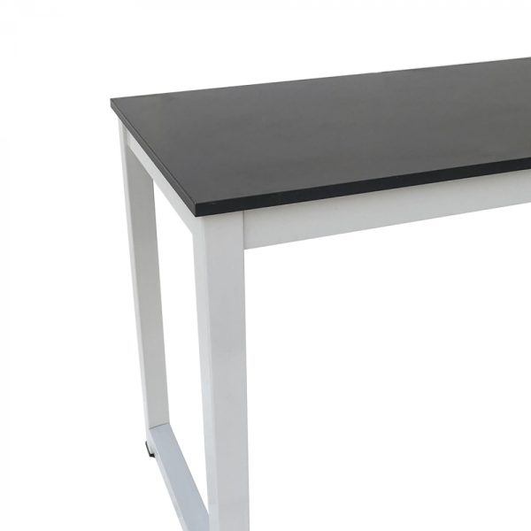 Bureau computertafel - keukentafel - metaal hout - 120 cm x 60 cm - wit met zwart tafelblad - Meubel Plein