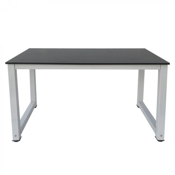 Bureau computertafel - keukentafel - metaal hout - 120 cm x 60 cm - wit met zwart tafelblad - Meubel Plein