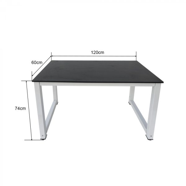 Bureau computertafel - keukentafel - metaal hout - 120 cm x 60 cm - wit met zwart tafelblad - Meubel Plein