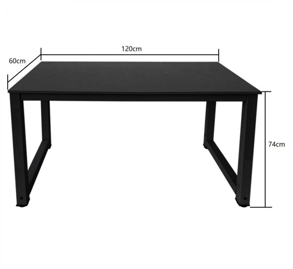 Bureau computer tafel - keukentafel - metaal hout - 120 cm x 60 cm - zwart - Meubel Plein