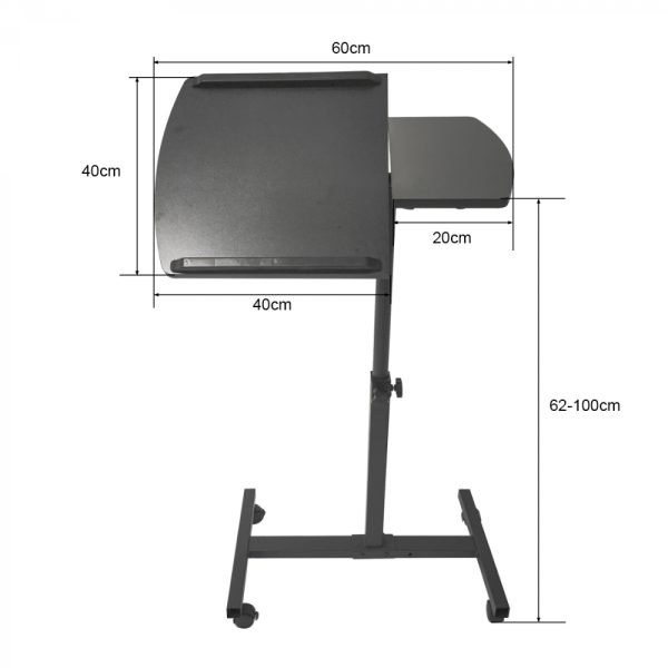 Laptoptafel laptopstandaard - bijzettafel bedtafel - verrijdbaar wieltjes - hoogte verstelbaar - zwart - Meubel Plein