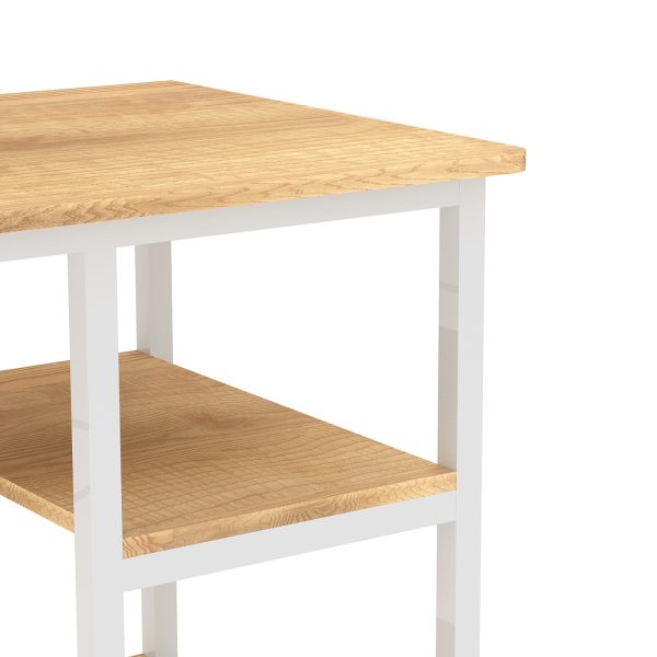 Bureau computer tafel - met opbergplanken - wit metaal bruin hout - 110 cm breed - Meubel Plein