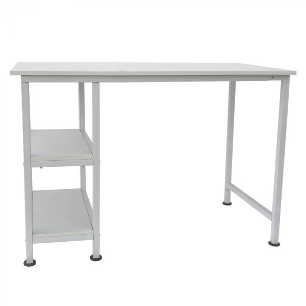 Bureau computer tafel - met opbergplanken - wit metaal hout - 110 cm breed - Meubel Plein