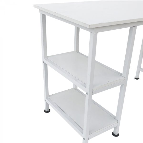 Bureau computer tafel - met opbergplanken - wit metaal hout - 110 cm breed - Meubel Plein