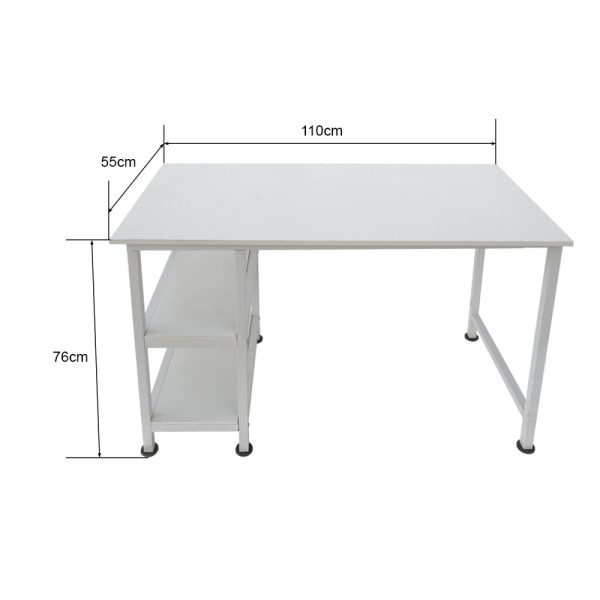 Bureau computer tafel - met opbergplanken - wit metaal hout - 110 cm breed - Meubel Plein