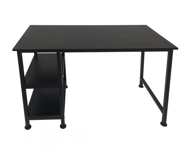 Bureau computer tafel - met opbergplanken - zwart metaal hout - 110 cm breed - Meubel Plein