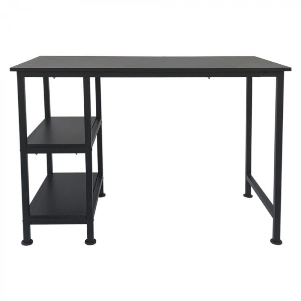 Bureau computer tafel - met opbergplanken - zwart metaal hout - 110 cm breed - Meubel Plein