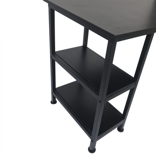 Bureau computer tafel - met opbergplanken - zwart metaal hout - 110 cm breed - Meubel Plein