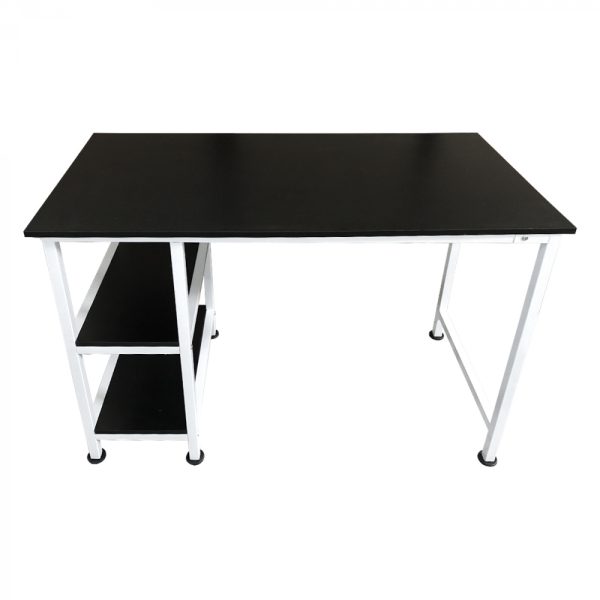 Bureau computer tafel - met opbergplanken - 110 cm breed - wit zwart - Meubel Plein
