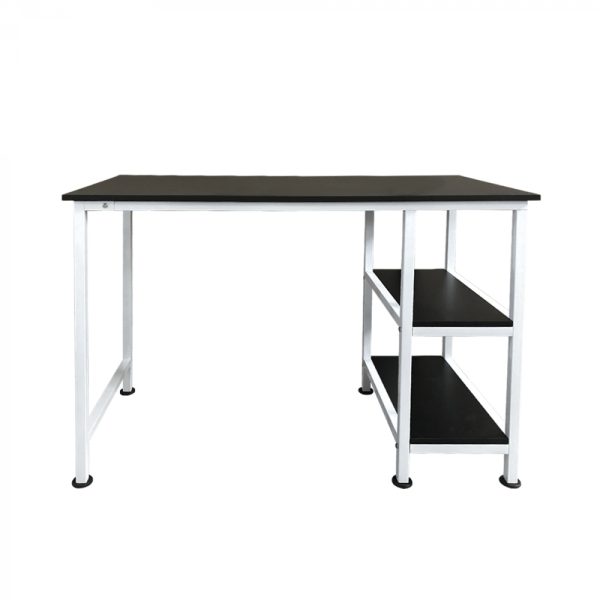 Bureau computer tafel - met opbergplanken - 110 cm breed - wit zwart - Meubel Plein