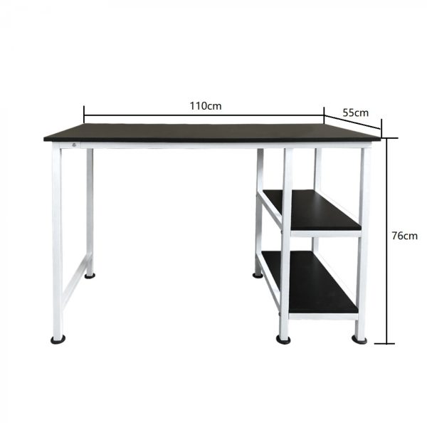 Bureau computer tafel - met opbergplanken - 110 cm breed - wit zwart - Meubel Plein