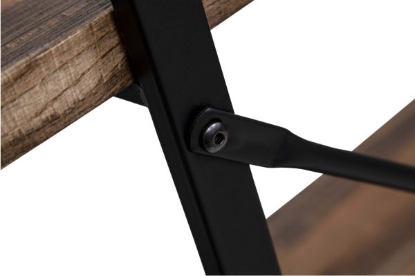 Wandkast Stoer - metaal hout industrieel design open boekenkast 140 cm hoog zwart - Meubel Plein