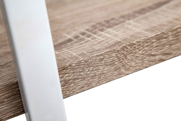 Wandkast Stoer metaal hout industrieel design open boekenkast 140 cm hoog wit - Meubel Plein