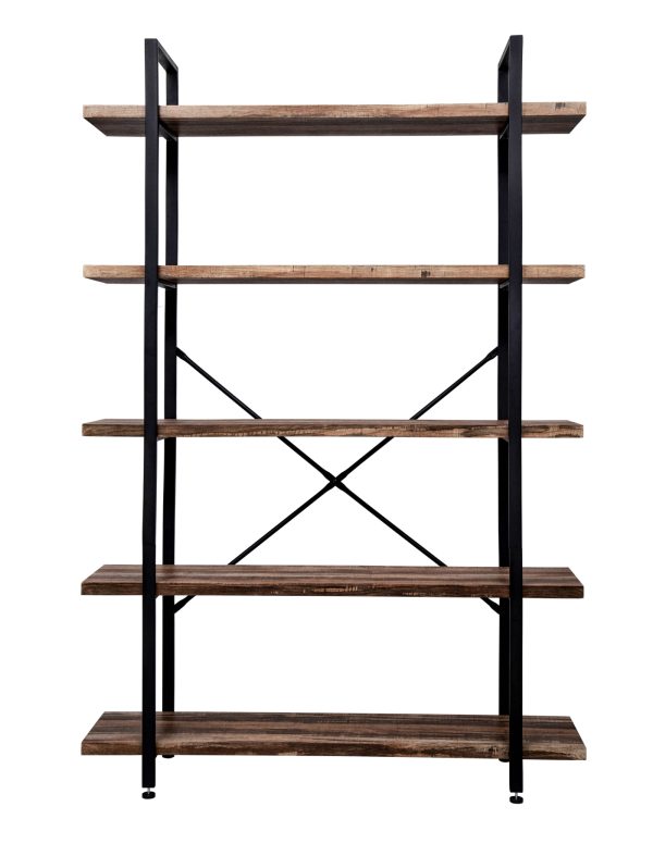 Wandkast boekenkast Stoer industrieel design metaal hout 178 cm hoog zwart - Meubel Plein