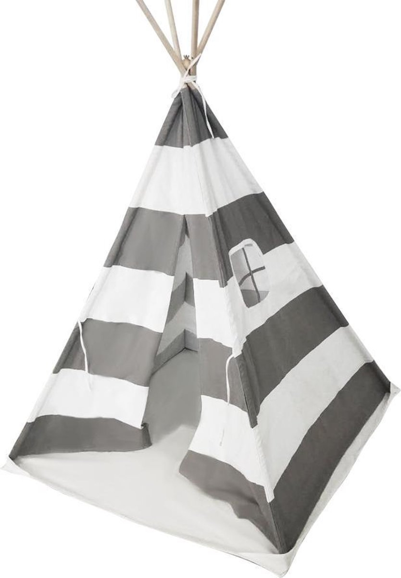 Wigwam tipi speeltent Floortje - indianen tent - met vloer kussen - linnen en katoen - wit grijs