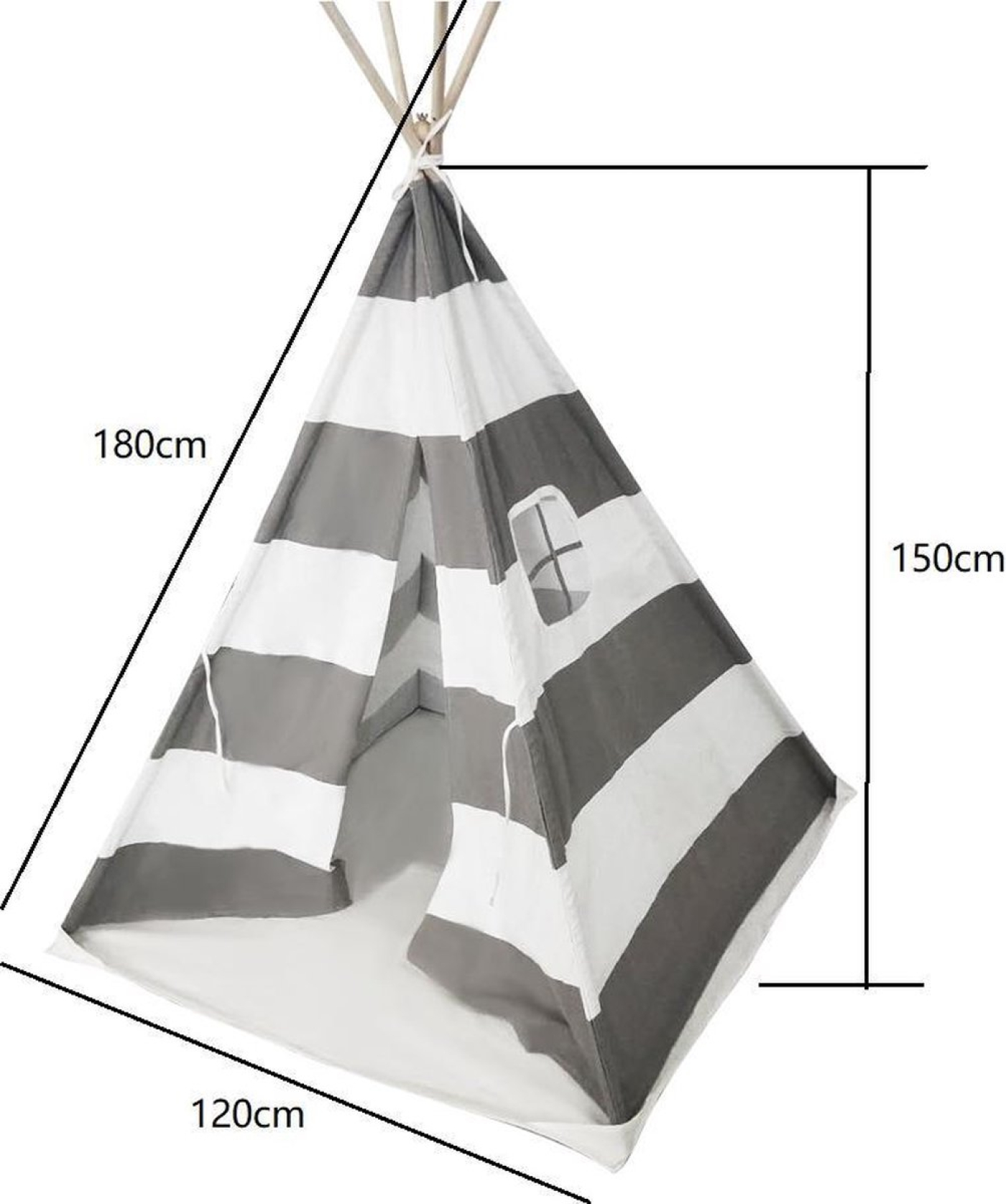 Wigwam tipi speeltent Floortje - indianen tent - met vloer kussen - linnen en katoen - wit grijs - Meubel Plein Wigwam tipi speeltent Floortje - indianen tent - met vloer kussen - linnen en katoen - wit grijs - Meubel Plein