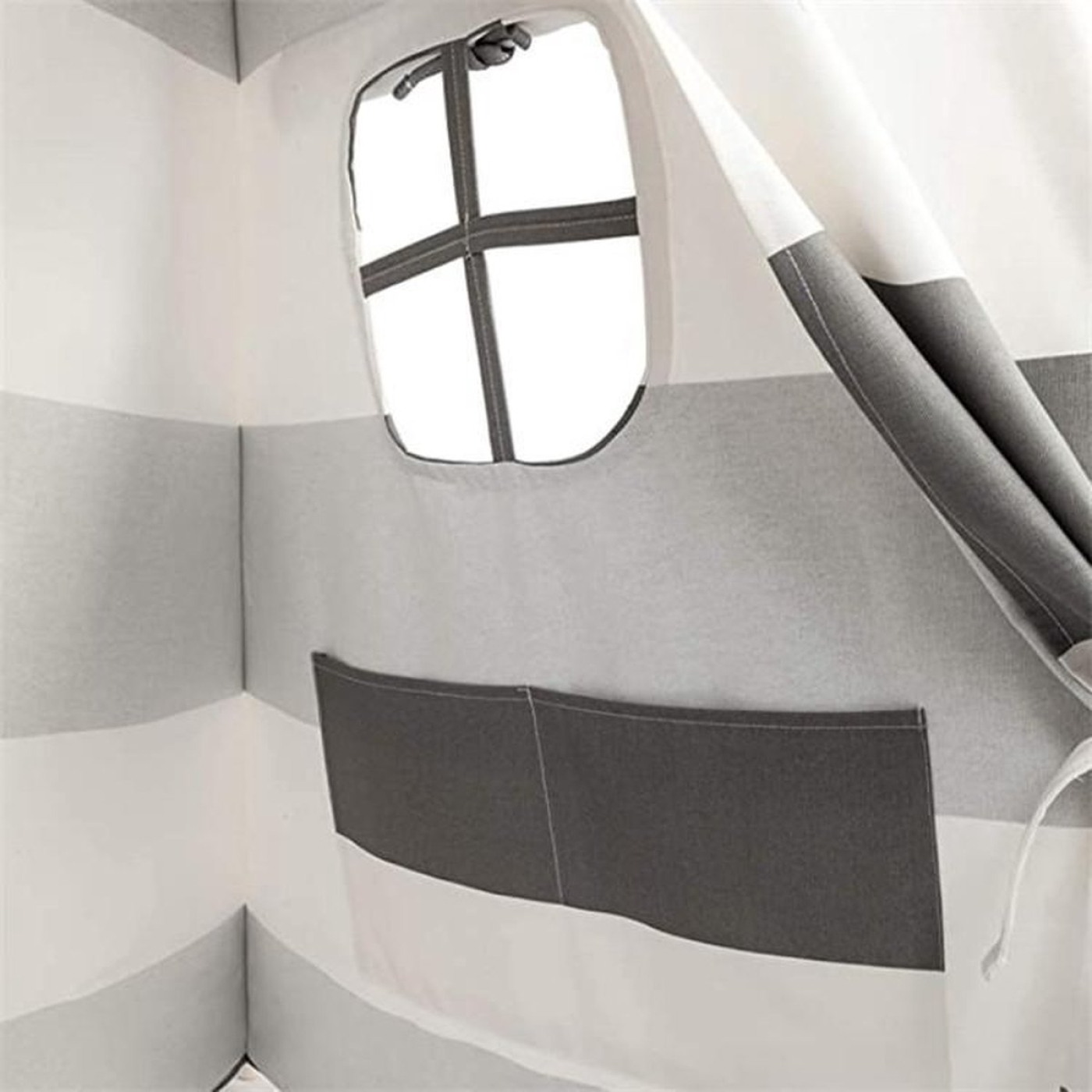 Wigwam tipi speeltent Floortje - indianen tent - met vloer kussen - linnen en katoen - wit grijs - Meubel Plein Wigwam tipi speeltent Floortje - indianen tent - met vloer kussen - linnen en katoen - wit grijs - Meubel Plein