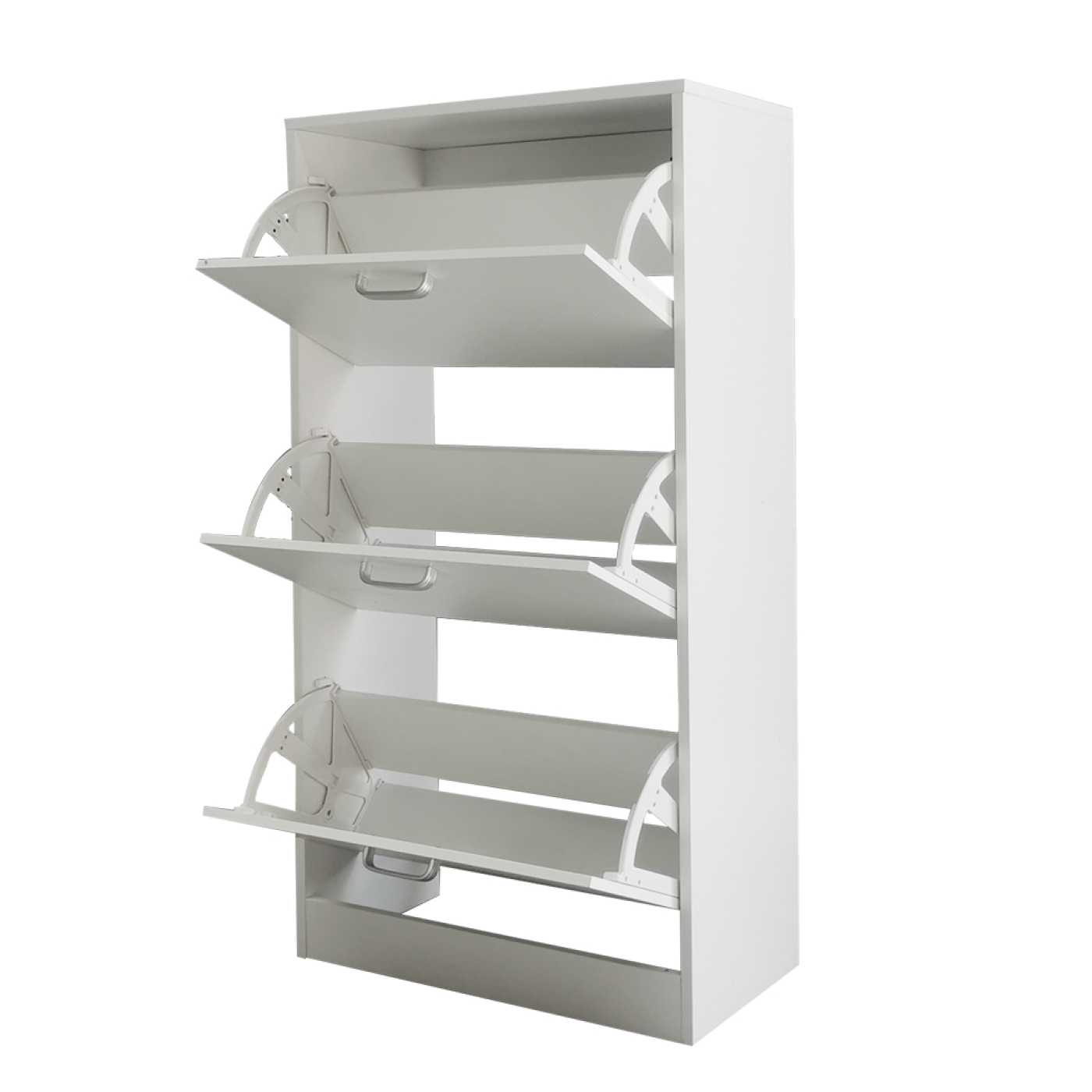 Schoenenkast - schoenenrek - 3 vakken met klepdeuren - wit - Meubel Plein Schoenenkast - schoenenrek - 3 vakken met klepdeuren - wit - Meubel Plein