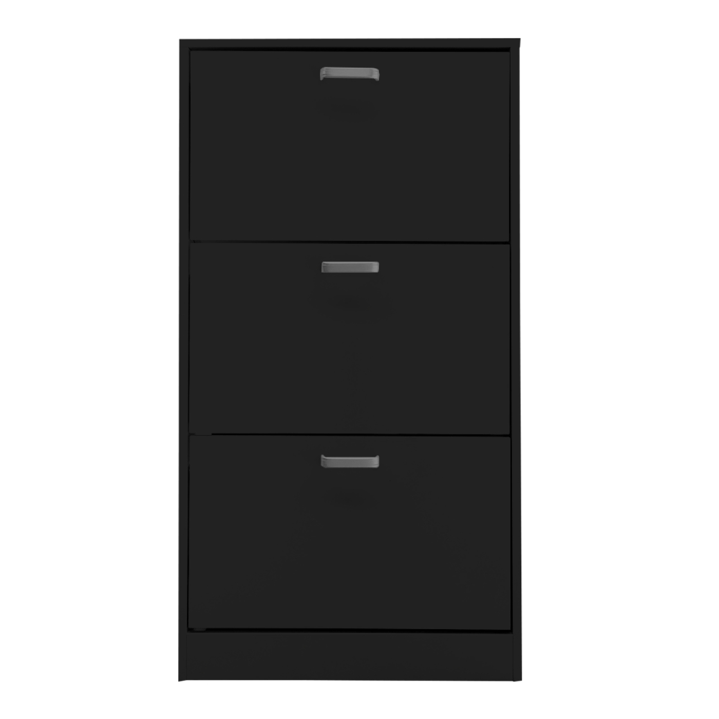 Schoenenkast - schoenenrek - 3 vakken met klepdeuren - zwart - Meubel Plein Schoenenkast - schoenenrek - 3 vakken met klepdeuren - zwart - Meubel Plein