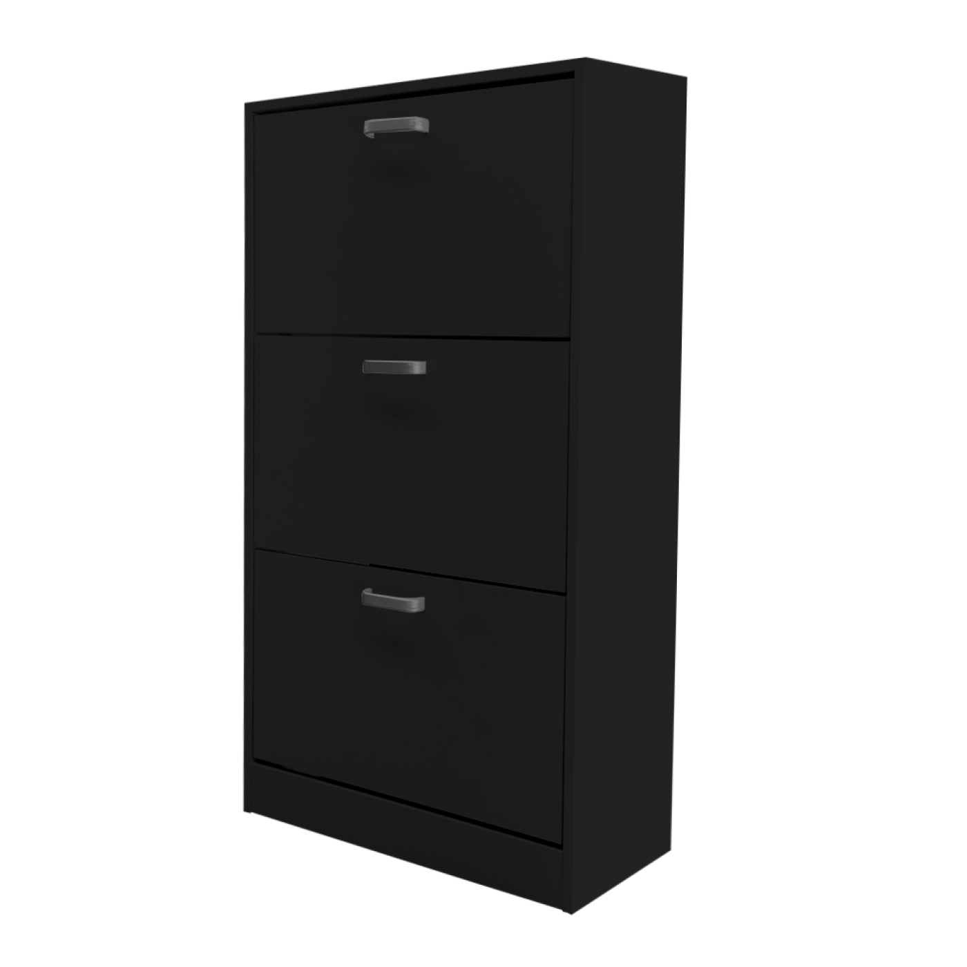 Schoenenkast - schoenenrek - 3 vakken met klepdeuren - zwart - Meubel Plein Schoenenkast - schoenenrek - 3 vakken met klepdeuren - zwart - Meubel Plein