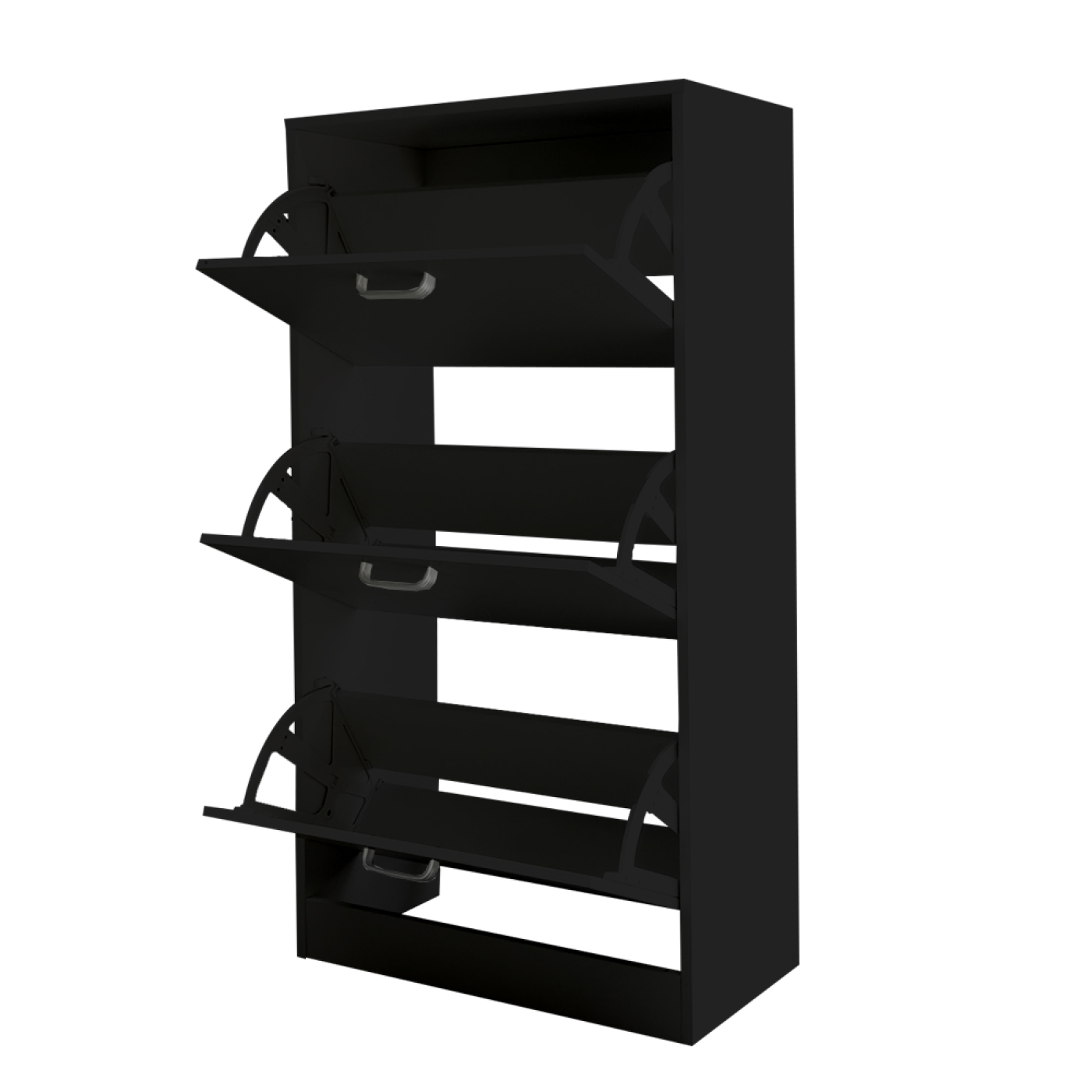 Schoenenkast - schoenenrek - 3 vakken met klepdeuren - zwart - Meubel Plein Schoenenkast - schoenenrek - 3 vakken met klepdeuren - zwart - Meubel Plein