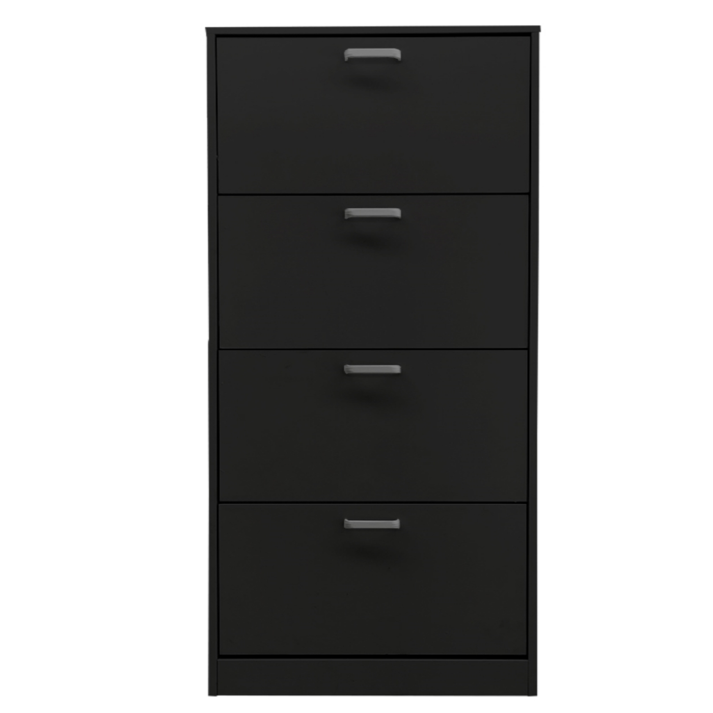 Schoenenkast - schoenenrek - 4 vakken met klepdeuren - zwart - Meubel Plein Schoenenkast - schoenenrek - 4 vakken met klepdeuren - zwart - Meubel Plein