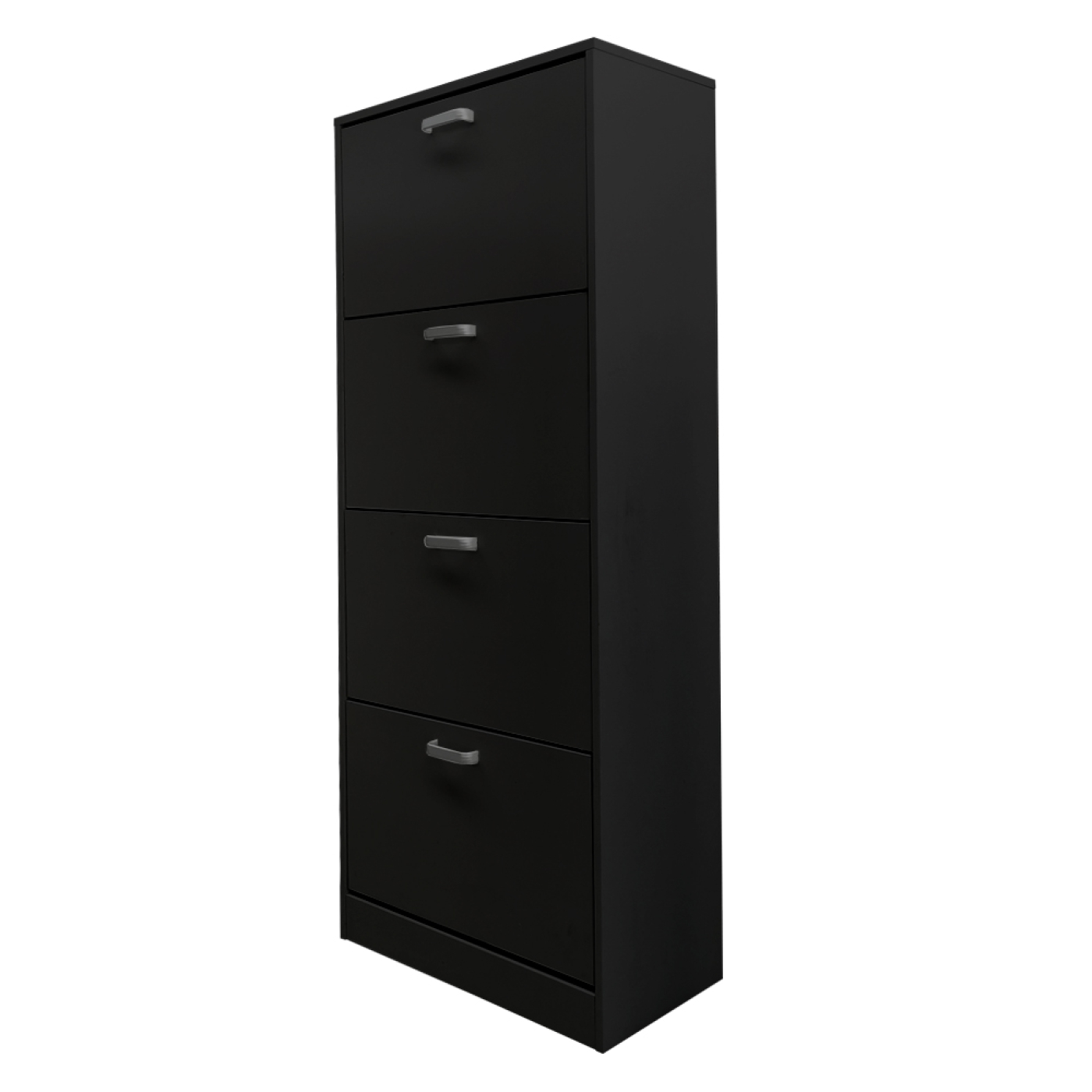 Schoenenkast - schoenenrek - 4 vakken met klepdeuren - zwart - Meubel Plein Schoenenkast - schoenenrek - 4 vakken met klepdeuren - zwart - Meubel Plein