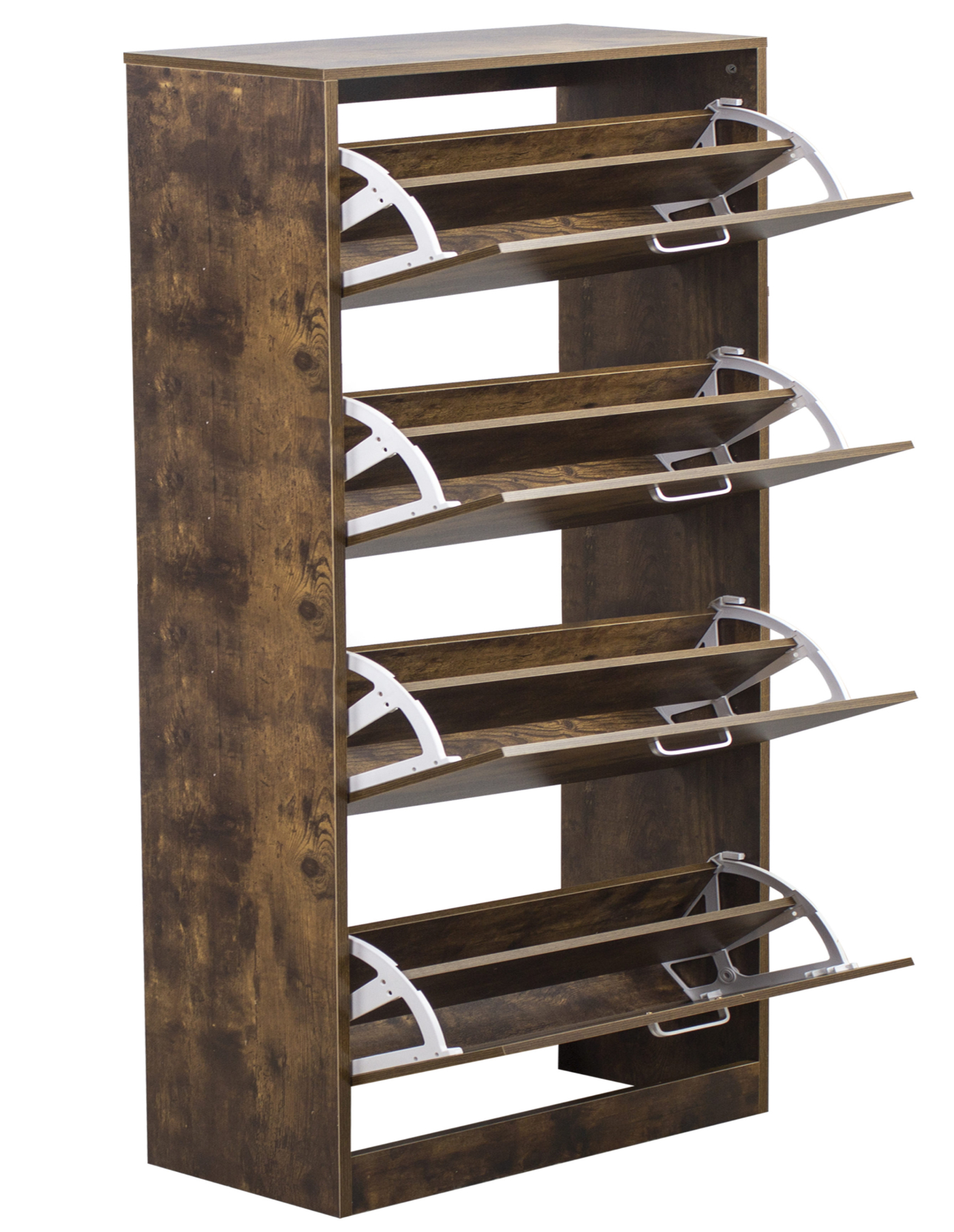 Schoenenkast - schoenenrek - 4 vakken met klepdeuren - Meubel Plein Schoenenkast - schoenenrek - 4 vakken met klepdeuren - Meubel Plein