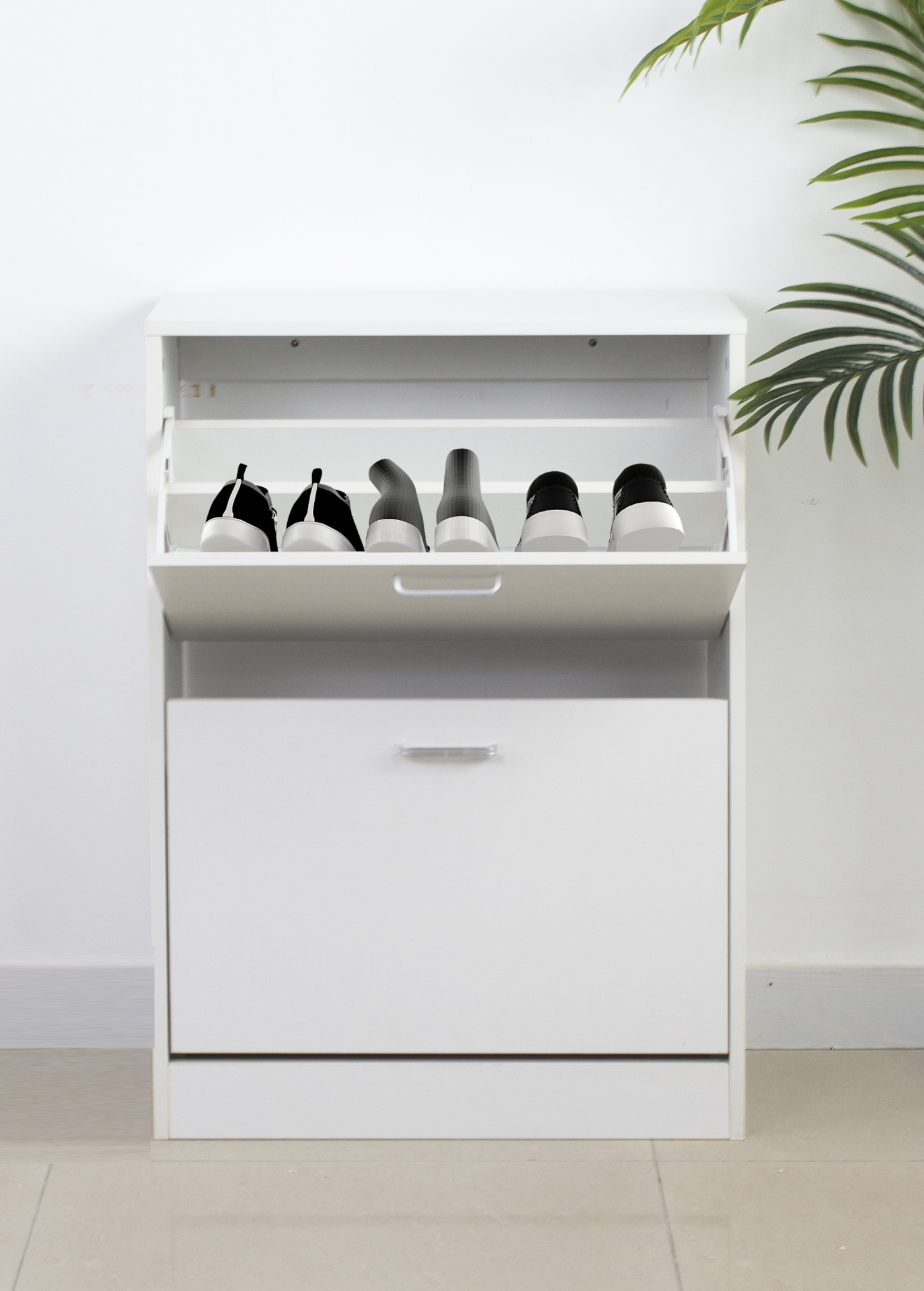 Schoenenkast - schoenenrek - 2 vakken - wit - alternatieve afbeelding