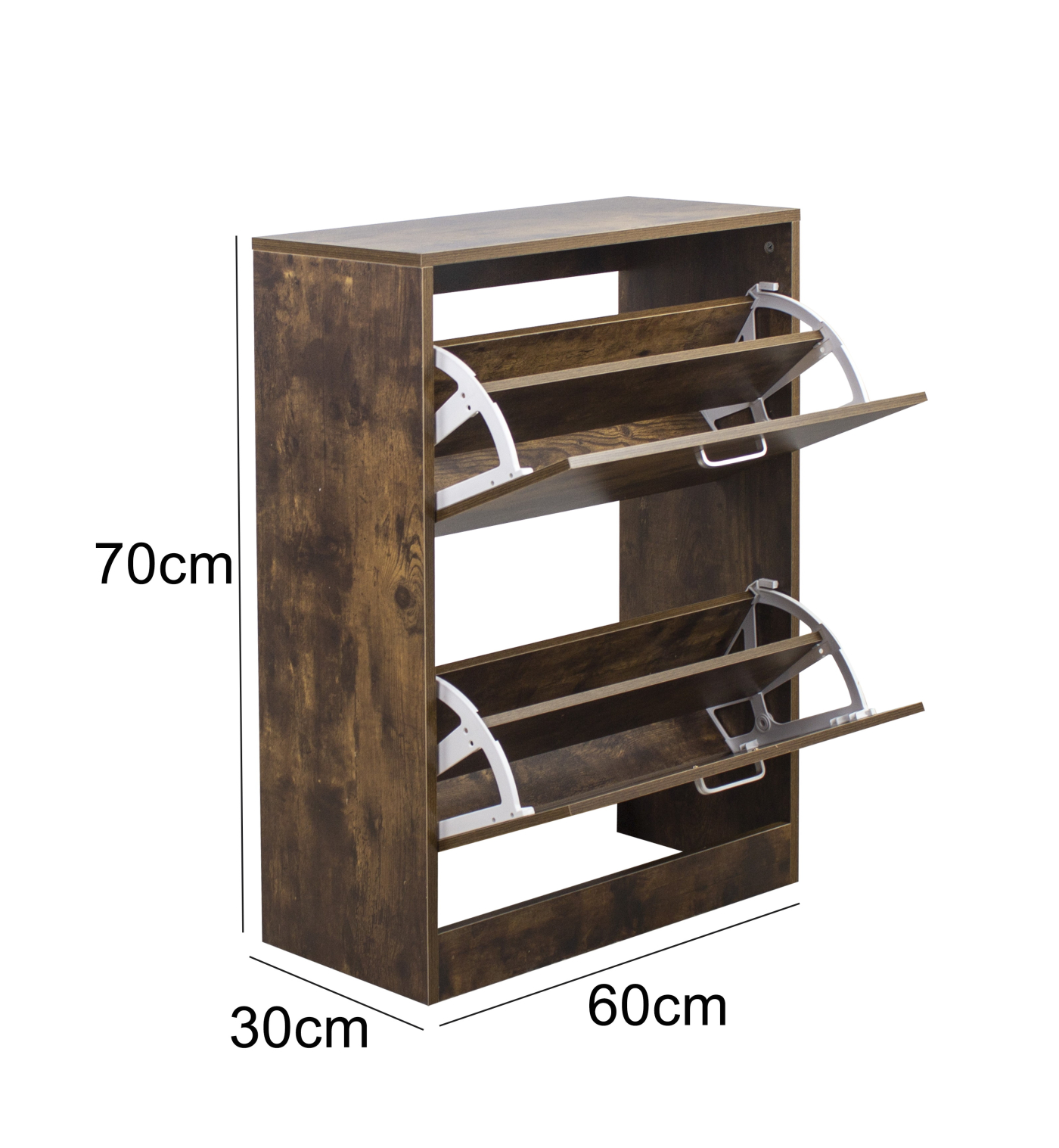 Schoenenkast - schoenenrek - 2 vakken - vintage bruin - Meubel Plein Schoenenkast - schoenenrek - 2 vakken - vintage bruin - Meubel Plein