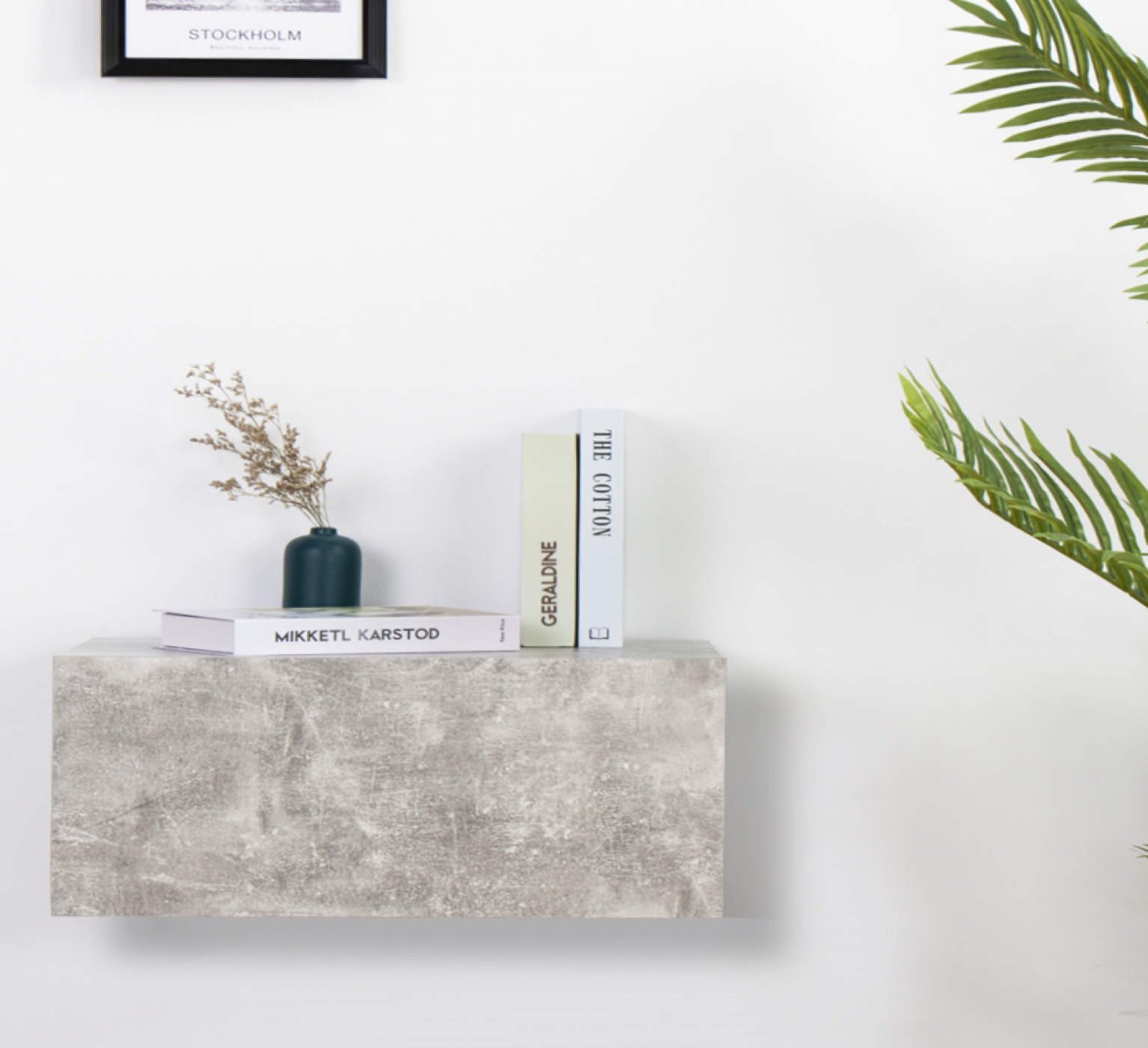 Zwevend nachtkastje - hangend halkastje - industrieel - 50 cm breed - alternatieve afbeelding