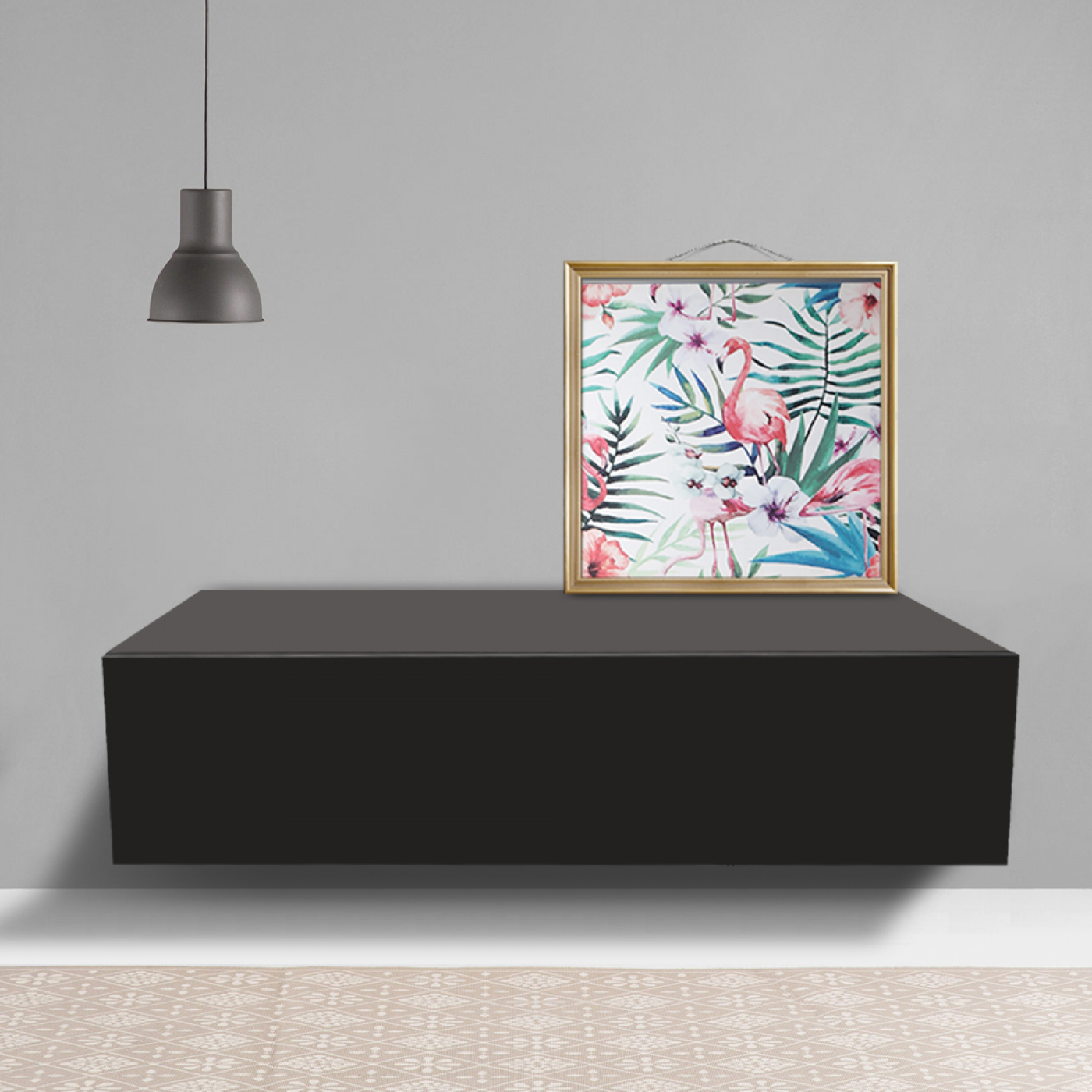 Zwevend halkastje - hangende dressoir kast - 100 cm breed - zwart - alternatieve afbeelding