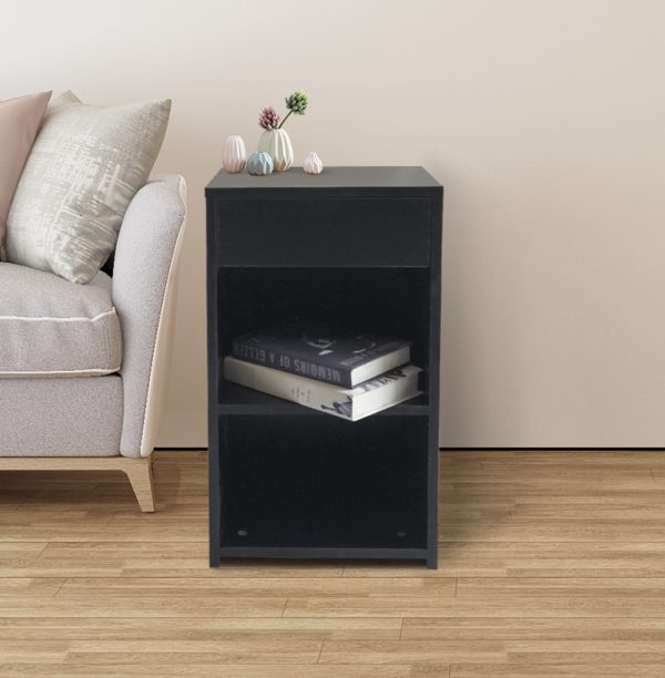 Nachtkastje halkastje 65 cm hoog zwart - Meubel Plein