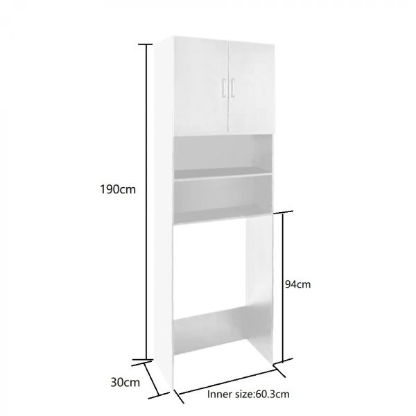 Wasmachine kast wasdroger - ombouw meubel wasmachine wasdroger - 190 cm hoog - wit - Meubel Plein