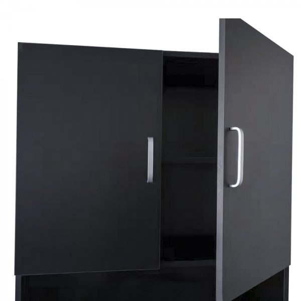 Wasmachine kast wasdroger ombouw meubel 190 cm zwart - Meubel Plein