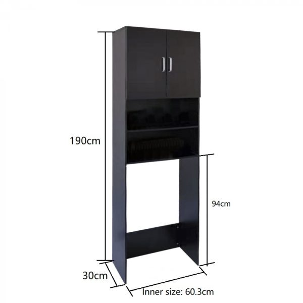 Wasmachine kast wasdroger ombouw meubel 190 cm zwart - Meubel Plein