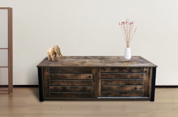 TV meubel kast Stoer industrieel - dressoir met schuifdeuren - 130 cm breed - Meubel Plein