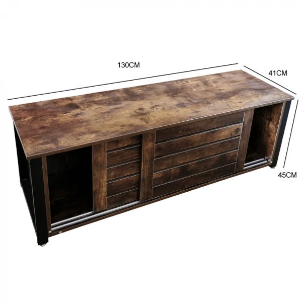 TV meubel kast Stoer industrieel - dressoir met schuifdeuren - 130 cm breed - Meubel Plein