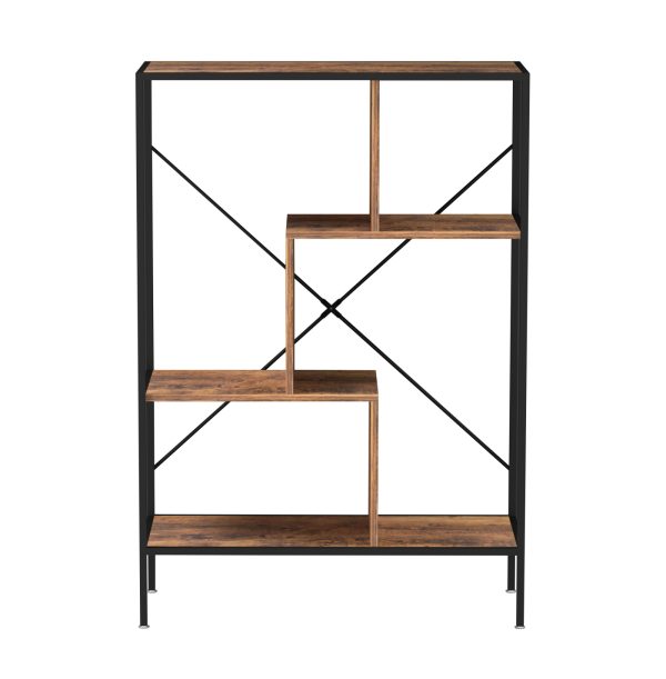 Boekenkast wandkast Stoer - open vakkenkast - industrieel - metaal hout - 115 cm hoog - Meubel Plein