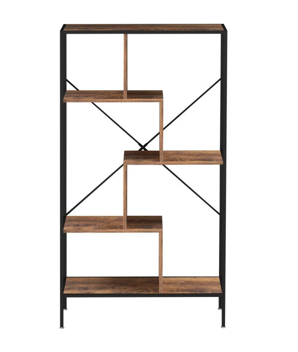 Wandkast boekenkast Stoer - open vakkenkast - industrieel - metaal hout - 147 cm hoog - Meubel Plein