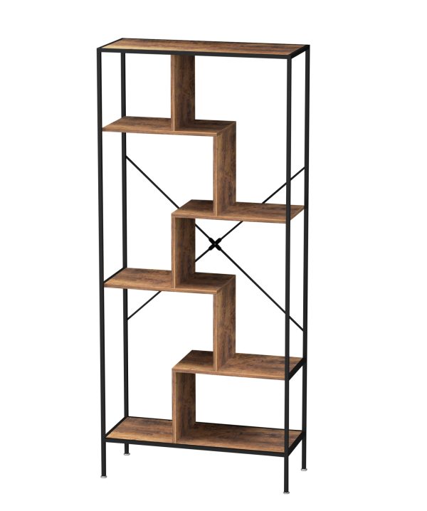 Boekenkast wandkast Stoer - industrieel - metaal hout - 180 cm hoog - Meubel Plein