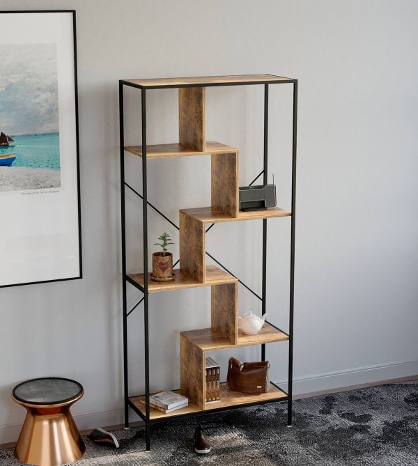 Boekenkast wandkast Stoer - industrieel - metaal hout - 180 cm hoog - Meubel Plein