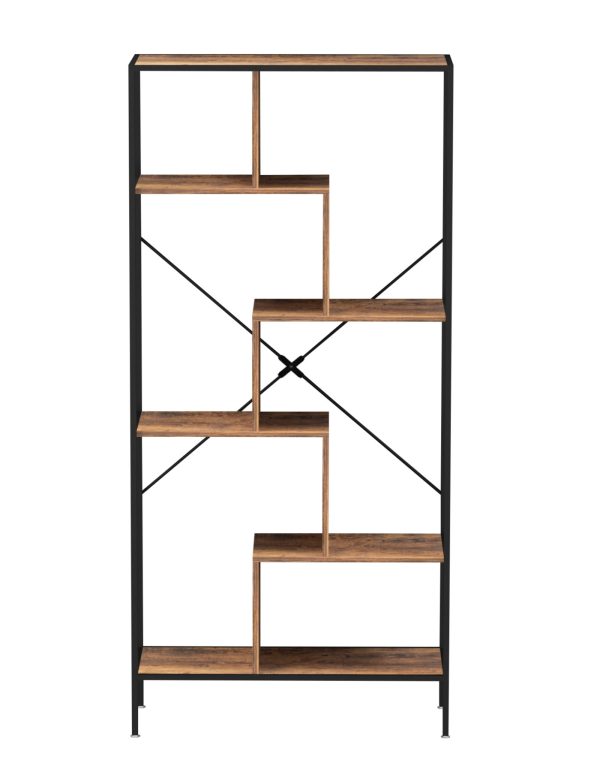 Boekenkast wandkast Stoer - industrieel - metaal hout - 180 cm hoog - Meubel Plein