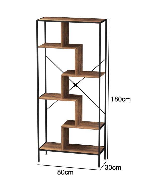 Boekenkast wandkast Stoer - industrieel - metaal hout - 180 cm hoog - Meubel Plein