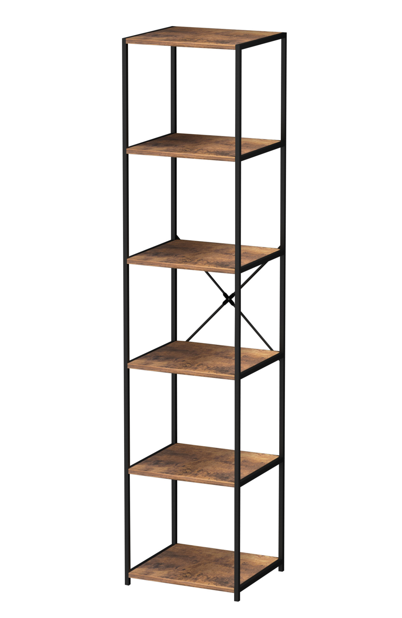 Boekenkast wandkast Stoer - industrieel design - metaal hout - 40 x 40 x 174 cm - alternatieve afbeelding