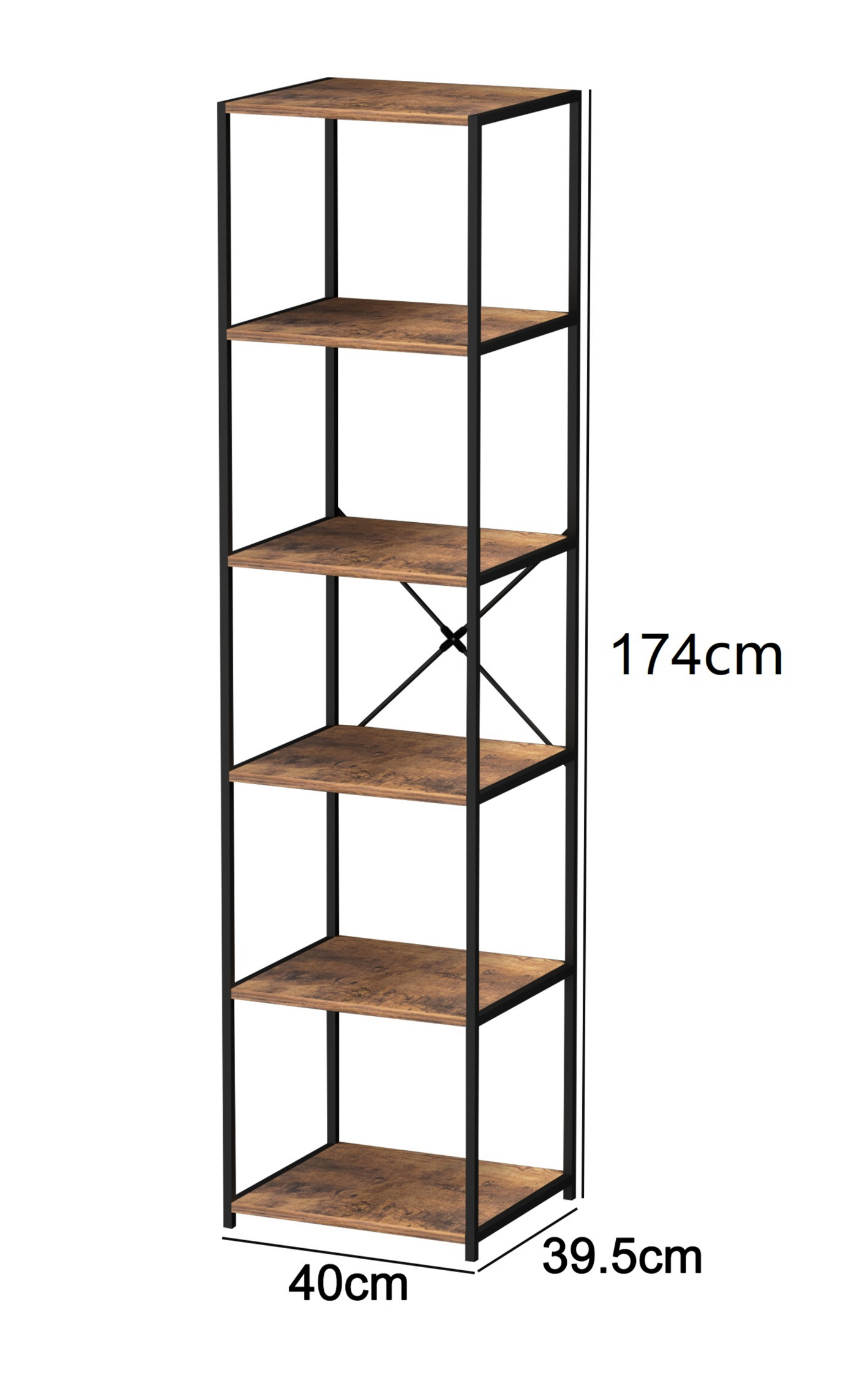 Boekenkast wandkast Stoer - industrieel design - metaal hout - 40 x 40 x 174 cm - Meubel Plein Boekenkast wandkast Stoer - industrieel design - metaal hout - 40 x 40 x 174 cm - Meubel Plein